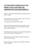 CLAYTON&rsquo;S BASIC PHARMACOLOGY FOR NURSES ACTUAL EXAM PAPER 2026 QUESTIONS WITH SOLUTIONS GRADED A&plus;