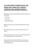 CLAYTON&rsquo;S BASIC PHARMACOLOGY FOR NURSES FINAL PAPER 2026 COMPLETE QUESTIONS AND ANSWERS GRADED A&plus;