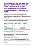ACVREP O&M PRACTICE TEST QUESTIONS 2025&sol;2026 &vert; ORIENTATION AND MOBILITY &lpar;COMS&rpar; CERTIFICATION EXAM PREP &vert; VERIFIED QUESTIONS WITH ANSWERS & DETAILED RATIONALES &vert; UPDATED STUDY GUIDE