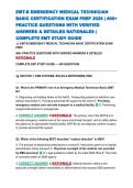 EMT-B EMERGENCY MEDICAL TECHNICIAN BASIC CERTIFICATION EXAM PREP 2026 &vert; 400&plus; PRACTICE QUESTIONS WITH VERIFIED ANSWERS & DETAILED RATIONALES &vert; COMPLETE EMT STUDY GUIDE