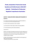 Florida Jurisprudence Practice Exam Actual Questions and Verified Answers &lpar;2026&sol;2027 Updated&rpar; &ndash; Florida Board of Professional Regulation Comprehensive Examination
