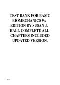 Test Bank for Basic Biomechanics &vert; Susan J&period; Hall &vert; 9th Edition &vert; All Chapters &vert; 2026&sol;2027