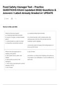Food Safety Manager Test - Practice QUESTIONS EXAM &lpar;updated 2026&rpar; Questions & Answers &vert; Latest Already Graded A&plus; UPDATE