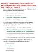 Nursing 101 Fundamentals of Nursing Practice Exam 1  Part 1 &vert; Questions with Correct Answers &vert; Latest Update  2026 &vert; Exam Prep &vert; Graded A&plus;