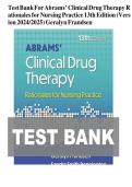 Test Bank for Abrams&rsquo; Clinical Drug Therapy&colon; Rationales for Nursing Practice&comma; 13th Edition by Geralyn Frandsen & Sandra Pennington &lpar;ISBN-13&colon; 978-1975174668&rpar; &ndash; Complete Guide with Verified Questions for All Chapters