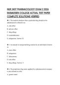 NUR 2407 PHARMACOLOGY EXAM 2 2026 RASMUSSEN COLLEGE ACTUAL TEST PAPER COMPLETE SOLUTIONS VERIFIED