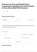 Personal care home administrator Exam comprehensive questions and verified answers ACTUAL EXAM 2026 TEST&excl;&excl; Graded A&plus;