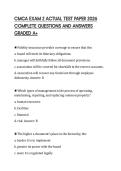 CMCA EXAM 2 ACTUAL TEST PAPER 2026 COMPLETE QUESTIONS AND ANSWERS GRADED A&plus;