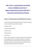 MDC 2 Exam 1 Actual Questions and Verified Answers&colon; Multidimensional Care 2 &ndash; Medical-Surgical Nursing &lpar;Latest 2026&sol;2027&rpar; &ndash; Rasmussen University School of Nursing