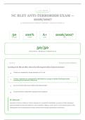 NC BLET Anti-Terrorism Exam 2026&sol;2027 &ndash; 50 Verified Questions and Correct Answers &vert; A&plus; Graded