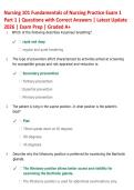 Nursing 101 Fundamentals of Nursing Practice Exam 1  Part 1 &vert; Questions with Correct Answers &vert; Latest Update 2026 &vert; Exam Prep &vert; Graded A&plus;