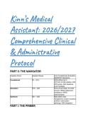 KINN&rsquo;S Medical Assistant 2026&sol;2027 Comprehensive Clinical & Administrative Protocol TEST BANK &vert; 55 Elite Q&A &plus; Rationales