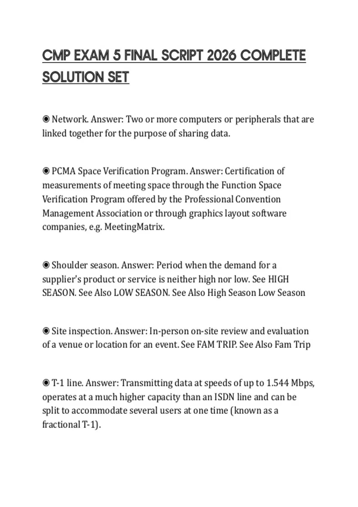 CMP EXAM 5 FINAL SCRIPT 2026 COMPLETE SOLUTION SET - CMP EXA - Stuvia US