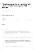 F Card Exam comprehensive questions fully solved & updated   &lpar;Latest  Update 2026&rpar; UPDATE&excl;&excl;  
