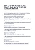 NEW ZEALAND NURSING STATE FINALS EXAM QUESTIONS WITH CORRECT ANSWERS