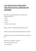 CNA WRITTEN EXAM CERTIFICATION EVALUATION 2026 FULL QUESTIONS WITH SOLUTIONS
