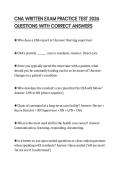 CNA WRITTEN EXAM PRACTICE TEST 2026 QUESTIONS WITH CORRECT ANSWERS