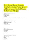 Illinois General Masonry Contractor Licensing Exam &vert; Practice Questions & Verified Answers &vert; All Topics Covered