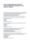 STATE EXAM NURSING NEW ZEALAND FINALS EXAMINATION QUESTIONS 1 WITH CORRECT ANSWERS &vert; LATEST UPDATE &vert;FULLY SOLVED 