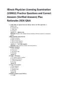 Illinois Physician Licensing Exam &lpar;USMLE&rpar; &vert; Practice Questions & Verified Answers &vert; Complete Prep