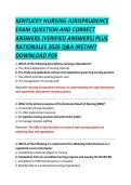 KENTUCKY NURSING JURISPRUDENCE  EXAM QUESTION AND CORRECT  ANSWERS &lpar;VERIFIED ANSWERS&rpar; PLUS  RATIONALES 2026 Q&A INSTANT  DOWNLOAD PDF 