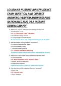 LOUISIANA NURSING JURISPRUDENCE  EXAM QUESTION AND CORRECT  ANSWERS &lpar;VERIFIED ANSWERS&rpar; PLUS  RATIONALES 2026 Q&A INSTANT  DOWNLOAD PDF 
