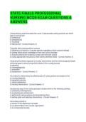 STATE FINALS PROFESSIONAL NURSING MCQS EXAM QUESTIONS & ANSWERS