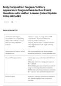 Body Composition Program&sol; Military Appearance Program   Exam  &lpar;Actual Exam&rpar; Questions with verified Answers &lpar;Latest Update 2026&rpar; UPDATE&excl;&excl;  