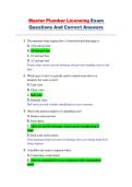 Master Plumber Licensing Exam &ndash; Plumbing Code&comma; DWV Systems & Water Supply &ndash; Practice Questions and Correct Answers Study Guide