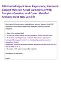 FIFA Football Agent Exam&colon; Regulations&comma; Statutes &  Support Materials Actual Exam Newest With  Complete Questions And Correct Detailed  Answers&vert; Brand New Version&excl;  