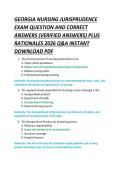 GEORGIA NURSING JURISPRUDENCE  EXAM QUESTION AND CORRECT  ANSWERS &lpar;VERIFIED ANSWERS&rpar; PLUS  RATIONALES 2026 Q&A INSTANT  DOWNLOAD PDF