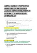 FLORIDA NURSING JURISPRUDENCE  EXAM QUESTION AND CORRECT  ANSWERS &lpar;VERIFIED ANSWERS&rpar; PLUS  RATIONALES 2026 Q&A INSTANT  DOWNLOAD PDF 