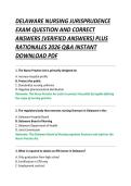 DELAWARE NURSING JURISPRUDENCE  EXAM QUESTION AND CORRECT  ANSWERS &lpar;VERIFIED ANSWERS&rpar; PLUS  RATIONALES 2026 Q&A INSTANT  DOWNLOAD PDF