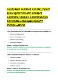 CALIFORNIA NURSING JURISPRUDENCE  EXAM QUESTION AND CORRECT  ANSWERS &lpar;VERIFIED ANSWERS&rpar; PLUS  RATIONALES 2026 Q&A INSTANT  DOWNLOAD PDF
