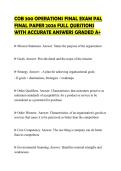 COB 300 OPERATIONS FINAL EXAM PAL FINAL PAPER 2026 FULL QUESTIONS WITH ACCURATE ANSWERS GRADED A&plus;