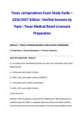 Texas Jurisprudence Exam Study Guide &ndash; 2026&sol;2027 Edition &vert; Verified Answers by Topic &vert; Texas Medical Board Licensure Preparation