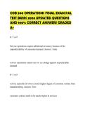 COB 300 OPERATIONS FINAL EXAM PAL TEST BANK 2026 UPDATED QUESTIONS AND 100&percnt; CORRECT ANSWERS GRADED A&plus;