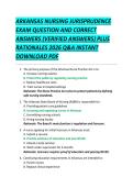 ARKANSAS NURSING JURISPRUDENCE  EXAM QUESTION AND CORRECT  ANSWERS &lpar;VERIFIED ANSWERS&rpar; PLUS  RATIONALES 2026 Q&A INSTANT  DOWNLOAD PDF 