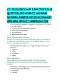 C7 - NUR1023C EXAM 1 PRACTICE EXAM  QUESTION AND CORRECT ANSWERS  &lpar;VERIFIED ANSWERS&rpar; PLUS RATIONALES  2026 Q&A INSTANT DOWNLOAD PDF 