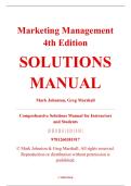 Solutions Manual &ndash; Marketing Management&comma; 4th Edition &ndash; Mark Johnston & Greg Marshall &ndash; ISBN 9781260381917 &lpar;Complete Chapters 1&ndash;14 Covered&rpar;