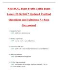 NAB RCAL Exam Study Guide Exam  Latest 2026&sol;2027 Updated Verified  Questions and Solutions A&plus; Pass  Guaranteed