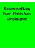 Pharmacology and Nursing Process Principles Routes and Drug Management Complete Practice Questions and Verified Answers 2025&sol; 2026