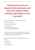 NAB Exam Care Services &  Supports Study Guide Exam Latest  2026&sol;2027 Updated Verified  Questions and Solutions A&plus; Pass  Guaranteed