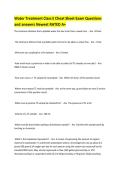 Water Treatment Class E Cheat Sheet Exam Questions and answers Newest RATED A&plus;