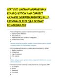 CERTIFIED LINEMAN JOURNEYMAN  EXAM QUESTION AND CORRECT  ANSWERS &lpar;VERIFIED ANSWERS&rpar; PLUS  RATIONALES 2026 Q&A INSTANT  DOWNLOAD PDF 