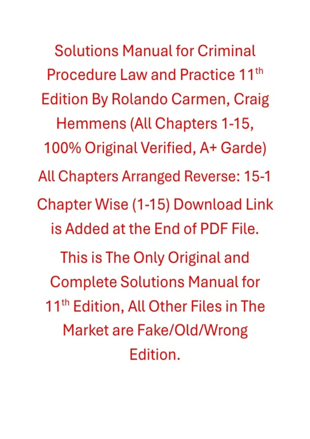 Solution Manual Criminal Procedure Law and Practice 11th Edition By ...