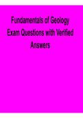 Fundamentals of Geology Exam Questions with Verified Answers Complete Study Guide 2025&sol; 2026