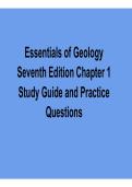 Essentials of Geology Seventh Edition Chapter 1 Study Guide and Practice Questions Complete 2025&sol; 2026