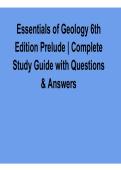 Essentials of Geology 6th Edition Prelude Complete Study Guide with Questions and Answers 2025&sol; 2026