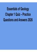 Essentials of Geology Chapter 1 Quiz Practice Questions and Answers 2026&sol; 2027 Complete Study Guide